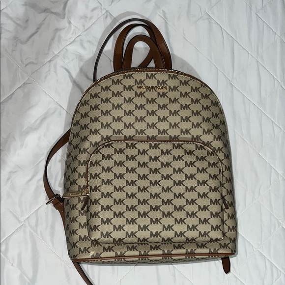 Michael Kors Tan and Brown Logo Backpack - Picture 1 of 5